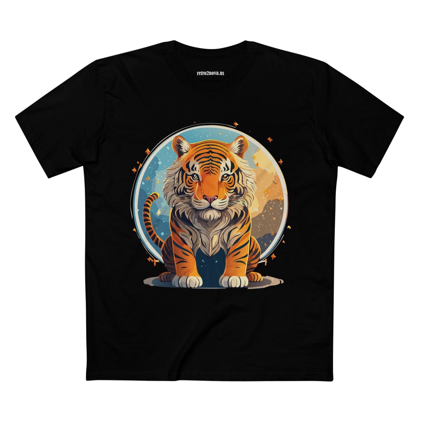 Unisex Premium Cotton Staple Tee With Original Tiger Art Design From Retro2Nova Art Collection For Everyday Comfort