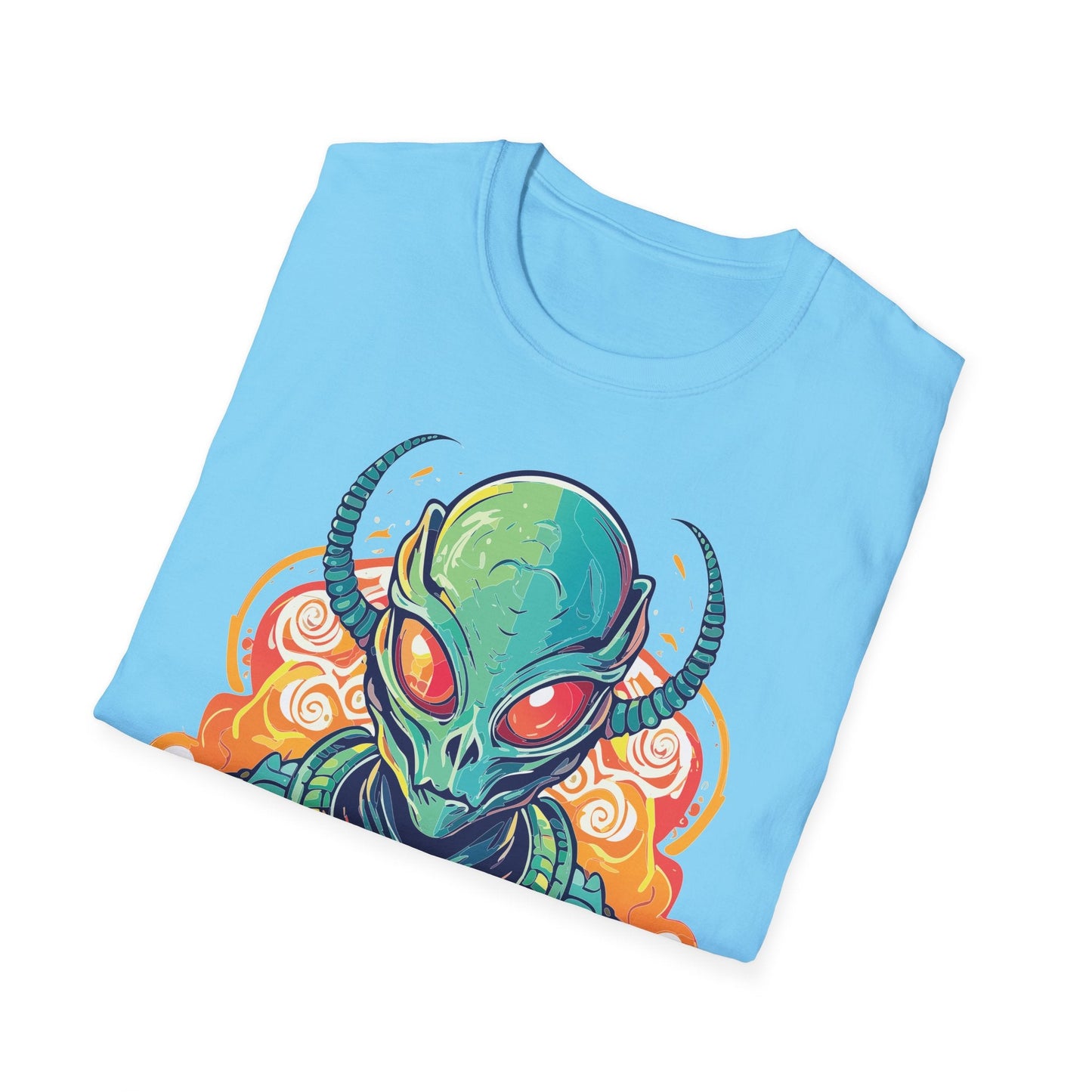 Cosmos Alien T Shirt Unisex Softstyle Cotton Tee With Space Artwork Graphic Design