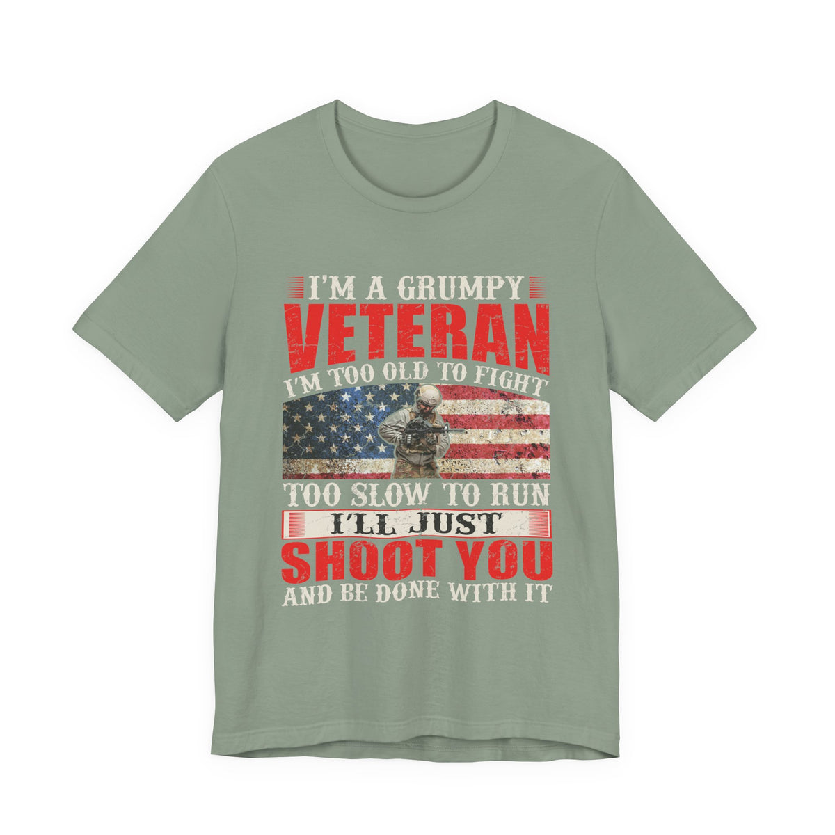 Grumpy Veteran Flag graphic Tee Veteran Patriotic Unisex Cotton Shirt v38