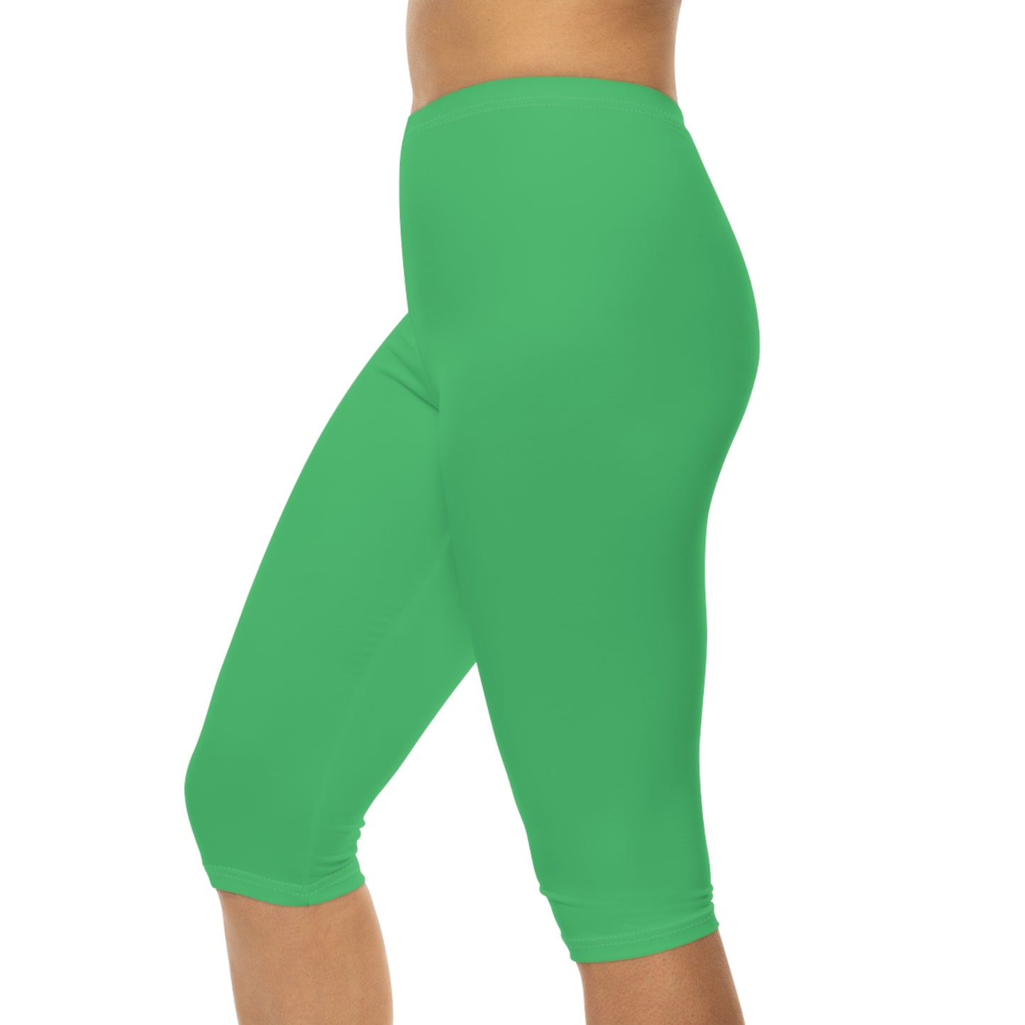 Emerald Color Women's Brushed Suede Poly Span Casual Capri Leggings XS-2XL