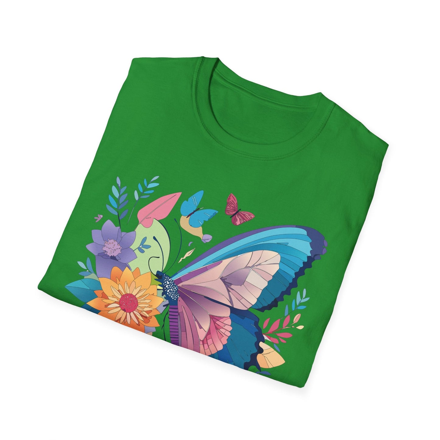 Gildan Butterfly T Shirt Unisex Softstyle 64000 Monarch Print Lightweight Breathable Cotton Tee