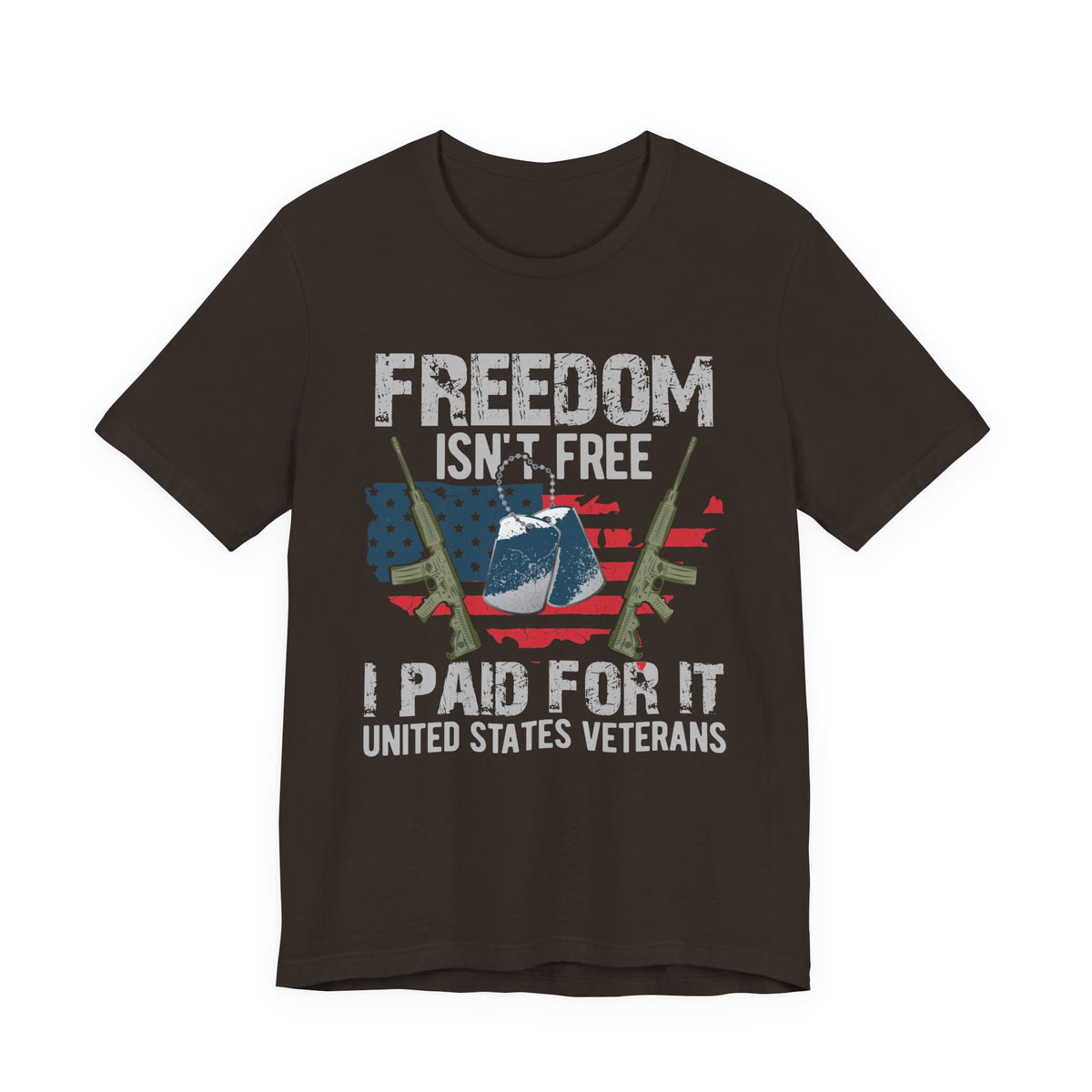 Freedom Isn't Free Paid For It Veterans T-Shirt American Flag Military Helmet Unisex Cotton v20