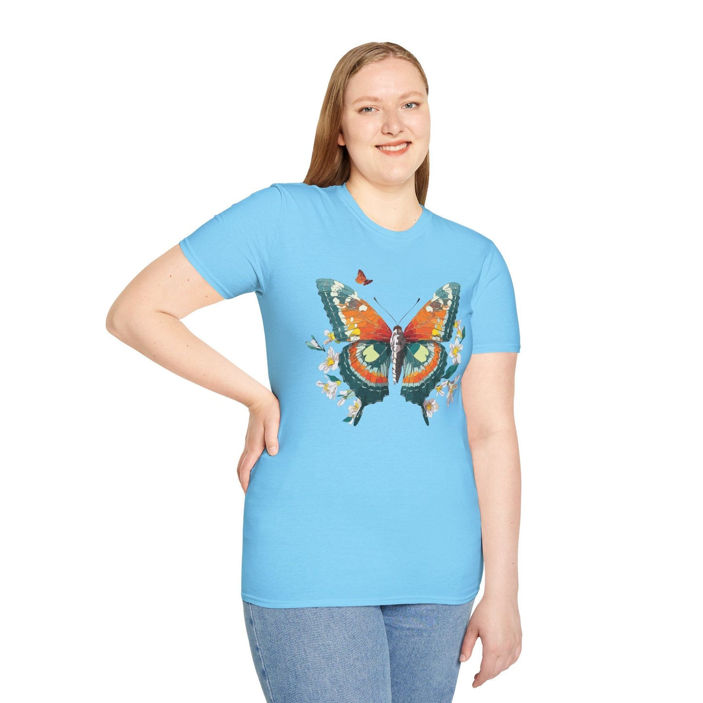 Butterfly T Shirt Unisex Softstyle Gildan 64000 100 Percent Ring Spun Cotton Monarch Tee