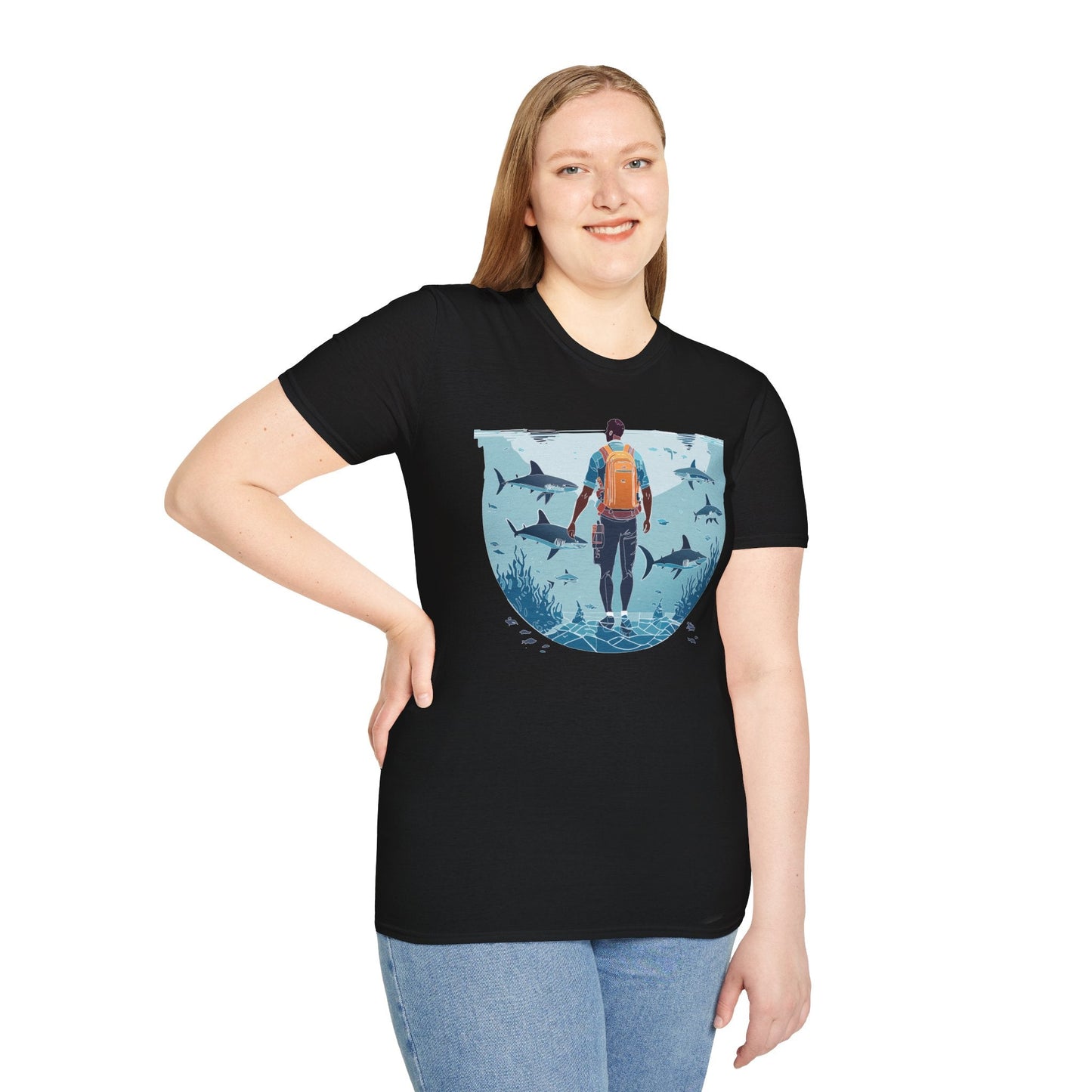 Ocean Tee Shirt Unisex Softstyle T Shirt With Ocean Art Design U Boat Theme Graphic Artwork Edition