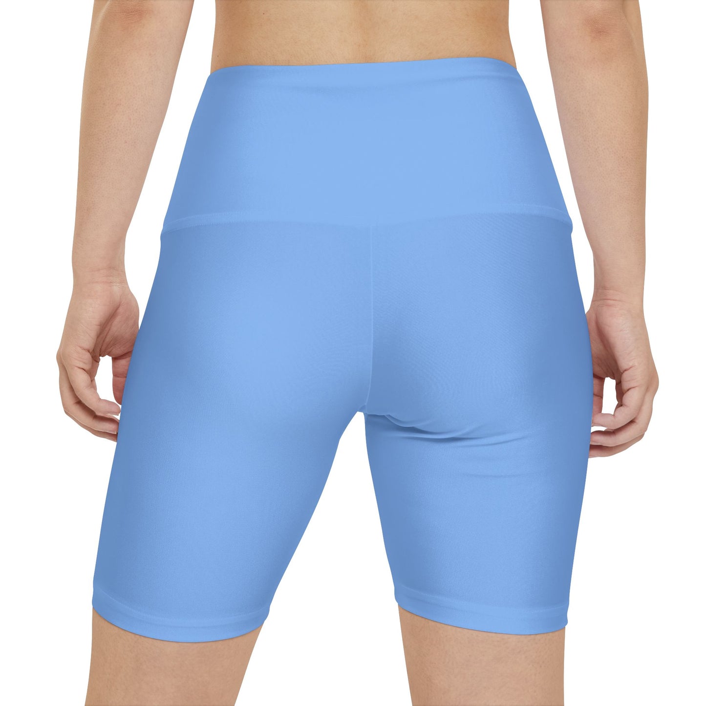 Miranda Blue Women's Workout Shorts — Solid High-Waist Biker Shorts for Exercise & Everyday Wear