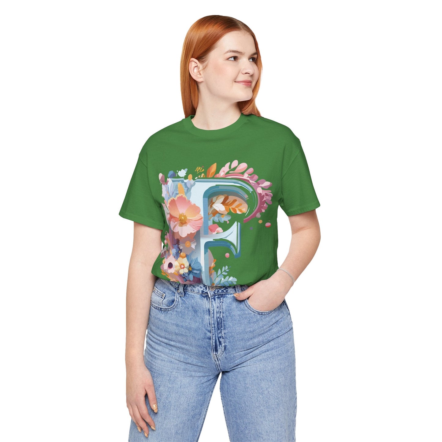 Letter F Graphic Tee Unisex Short Sleeve Vintage Inspired Adelpha Artwork Collection