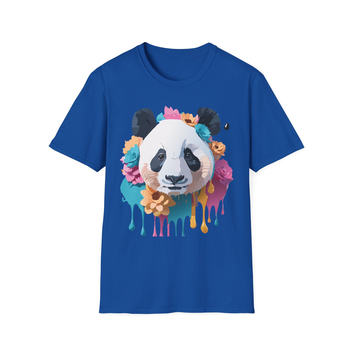 Floral Panda Head T-Shirt | Colorful Drip Art, Cute Animal Tee