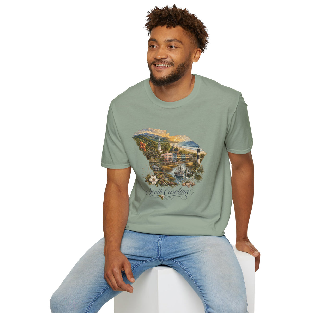 South Carolina State Travel Tourist Graphic Design Unisex 100 Cotton Gildan T-Shirt
