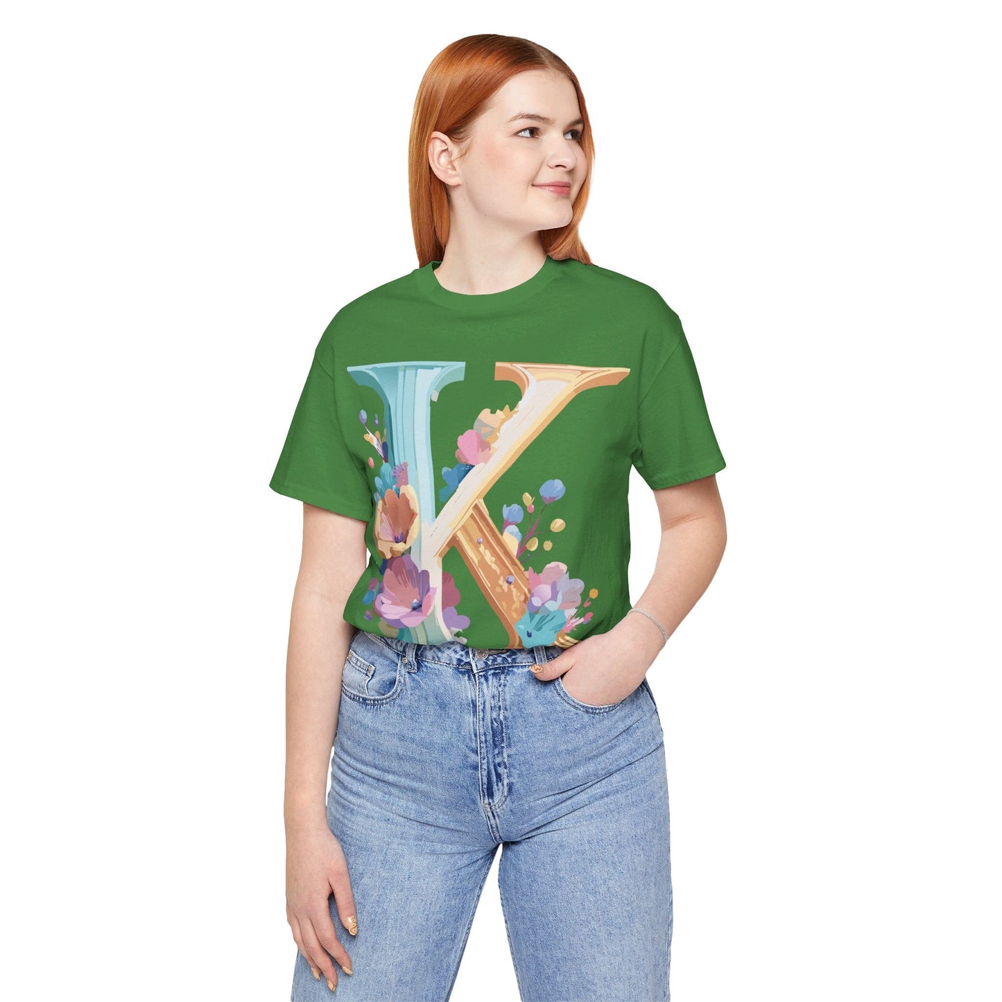 Letter K Shirt Graphic Tee Unisex Vintage Inspired Adelpha Art Design Tee Premium Soft Cotton