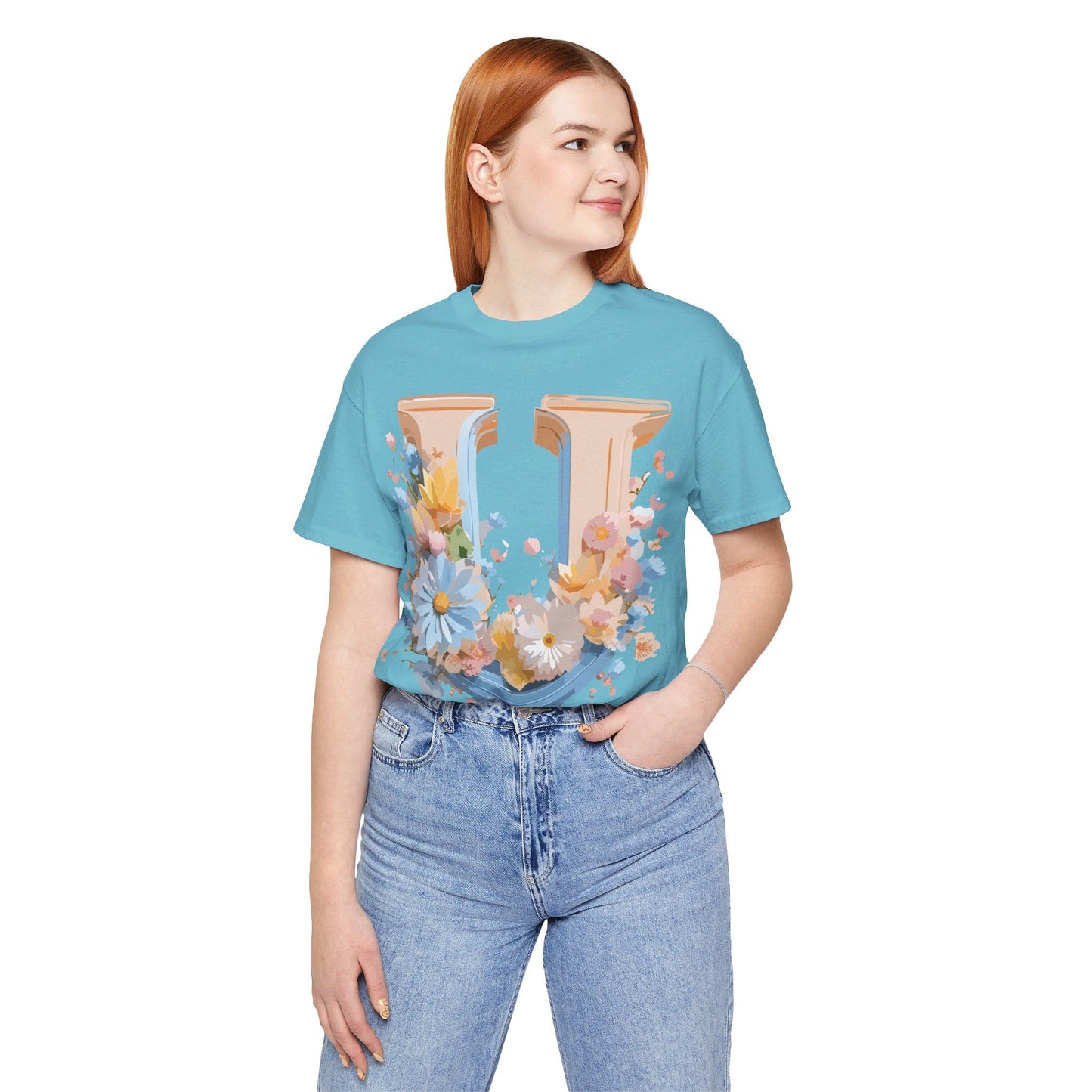 Letter U Shirt Unisex Graphic Tee By Adelpha Vintage Inspired Short Sleeve Art Design
