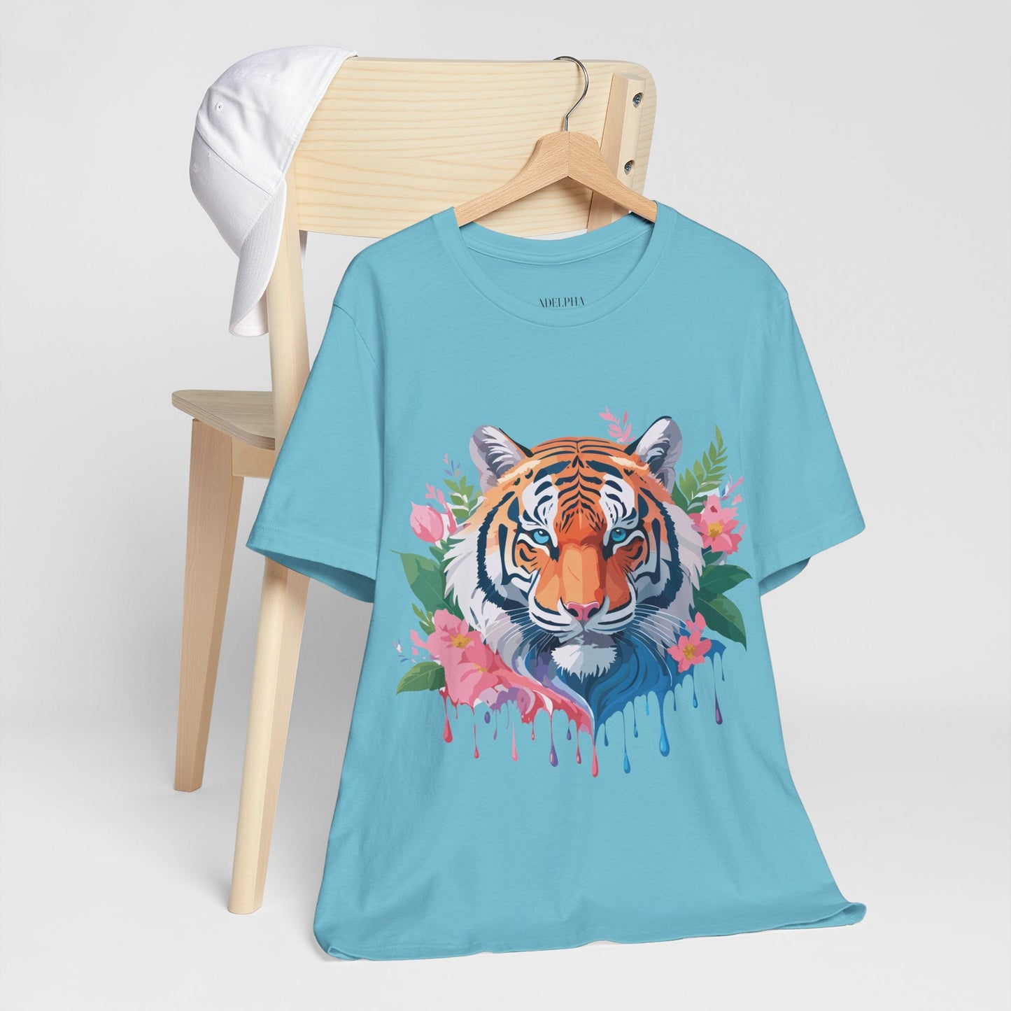 Tiger Graphic Tee Unisex Short Sleeve Shirt With Vintage Inspired Artwork By Adelpha