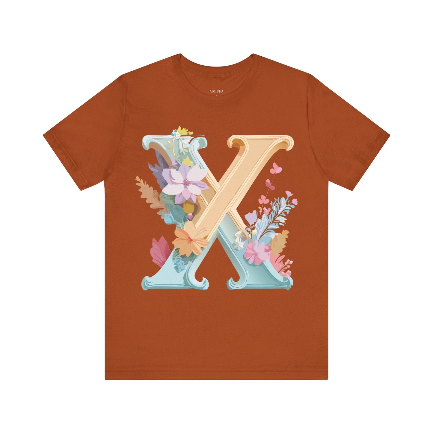Letter X Shirt Graphic Tee Unisex Vintage Inspired Artwork By Adelpha Premium Comfort