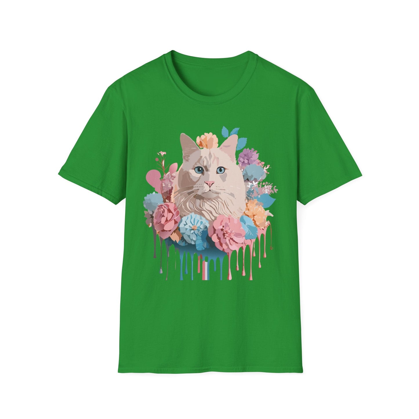 Cat Shirt Unisex Short Sleeve Cat Tee Kitten Design Gildan Softstyle 64000 Tee