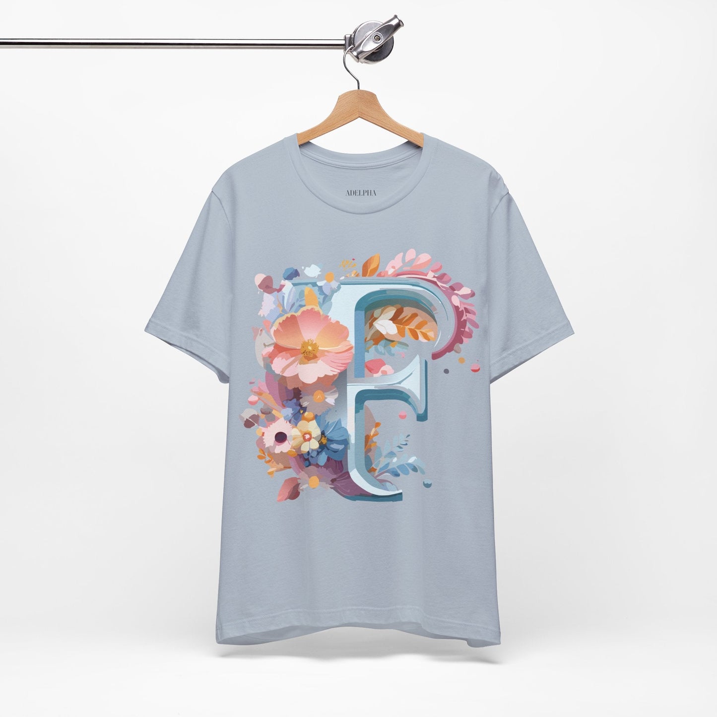 Letter F Shirt Unisex Graphic Tee Jersey Short Sleeve by Adelpha Vintage Inspired Art Design