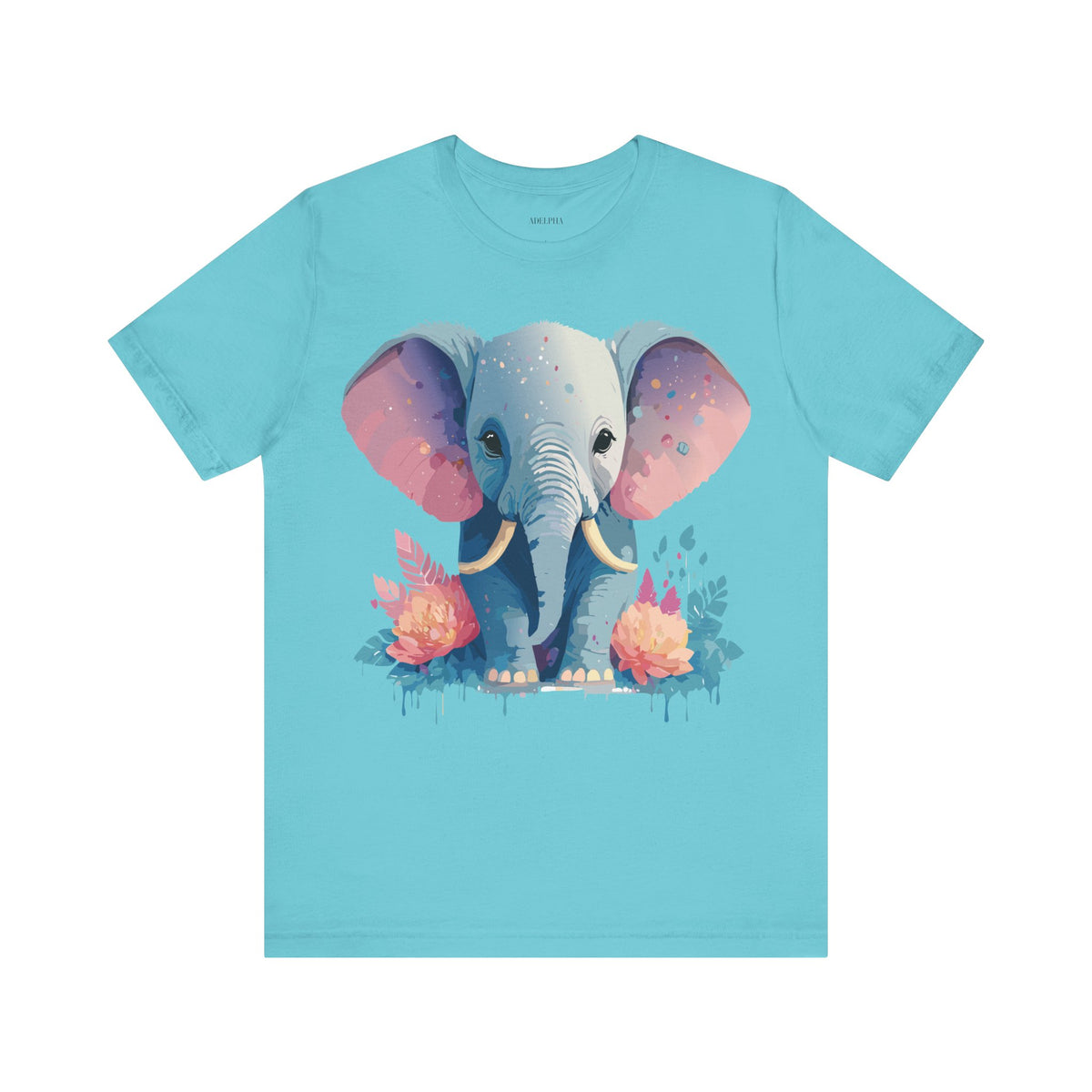 Elephant Graphic Unisex Cotton Bella+Canvas Tee with Art Animal Design d17