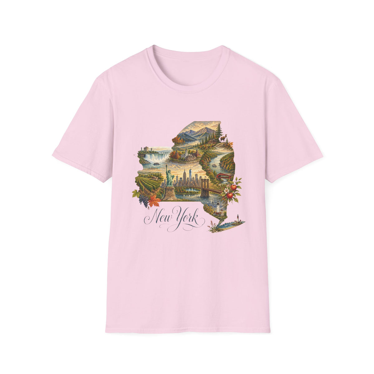 New York State Travel Tourist Graphic Design Unisex 100 Cotton Gildan T-Shirt