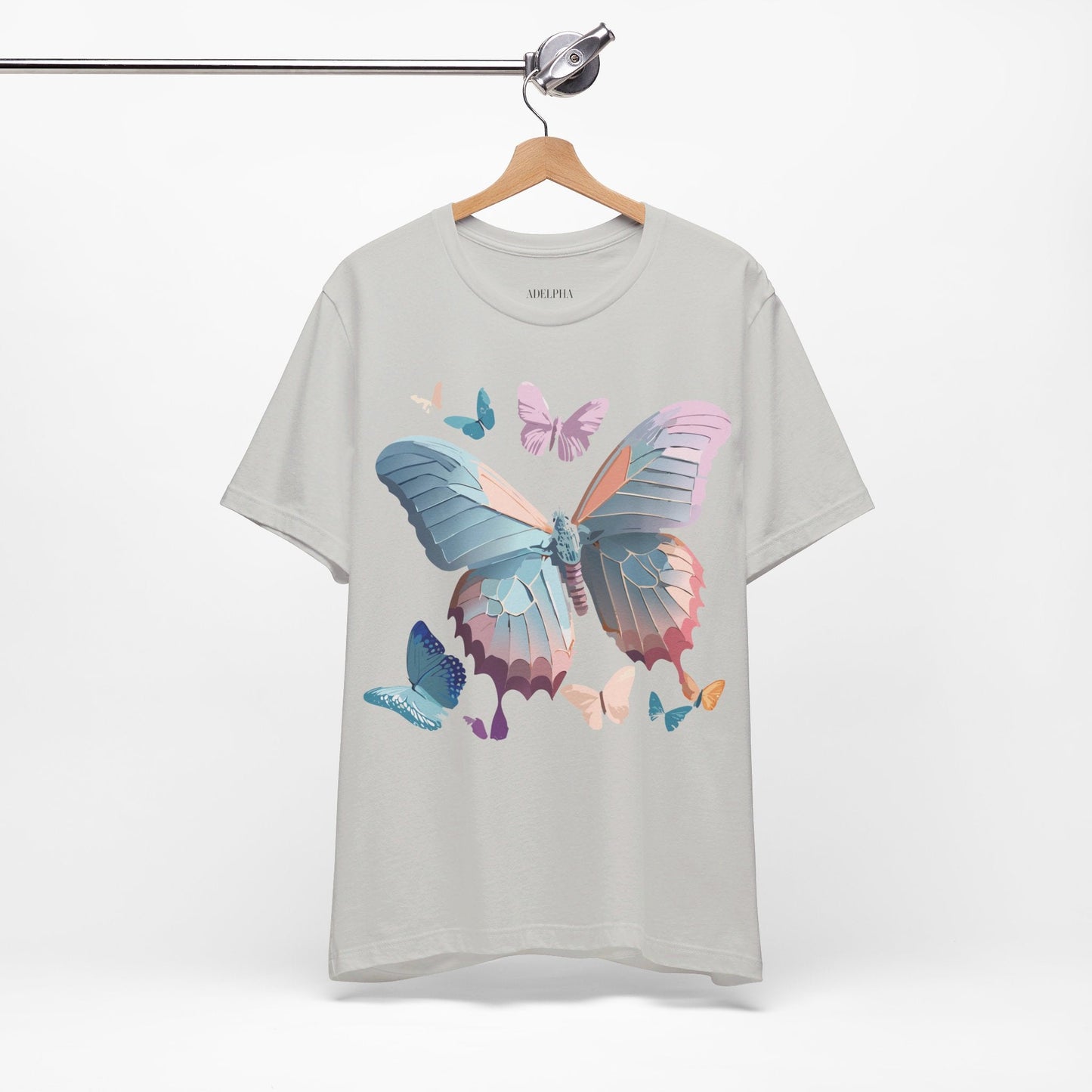 Butterfly Graphic Short Sleeve Tee Unisex Vintage Art Shirt By Adelpha