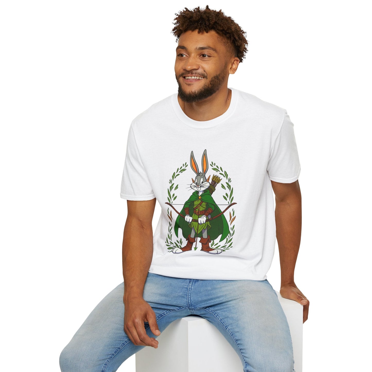 Bugs Bunny T Shirt Cartoon Art Tee Unisex Gildan Softstyle 64000 100 Percent Ring Spun Cotton