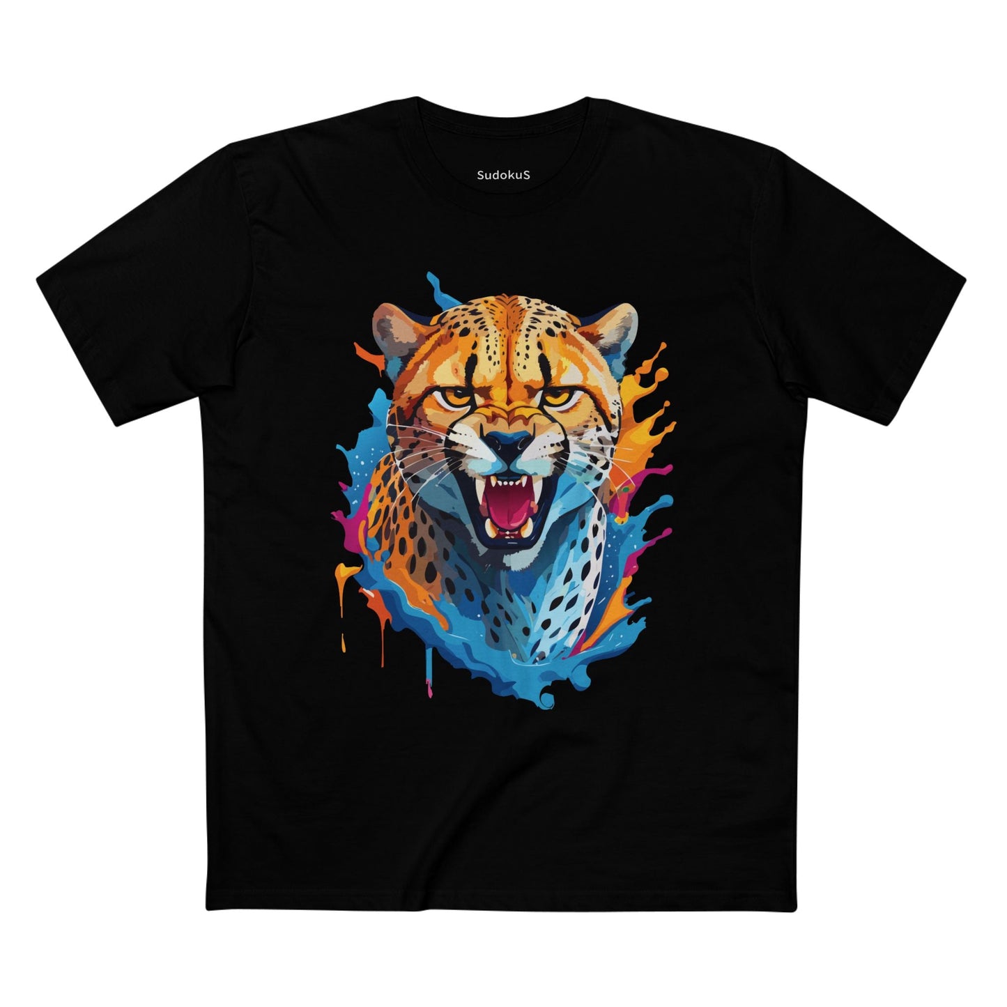 Cheetah Graphic Unisex 100 Cotton Staple Tee with Animal Design Artwork 24