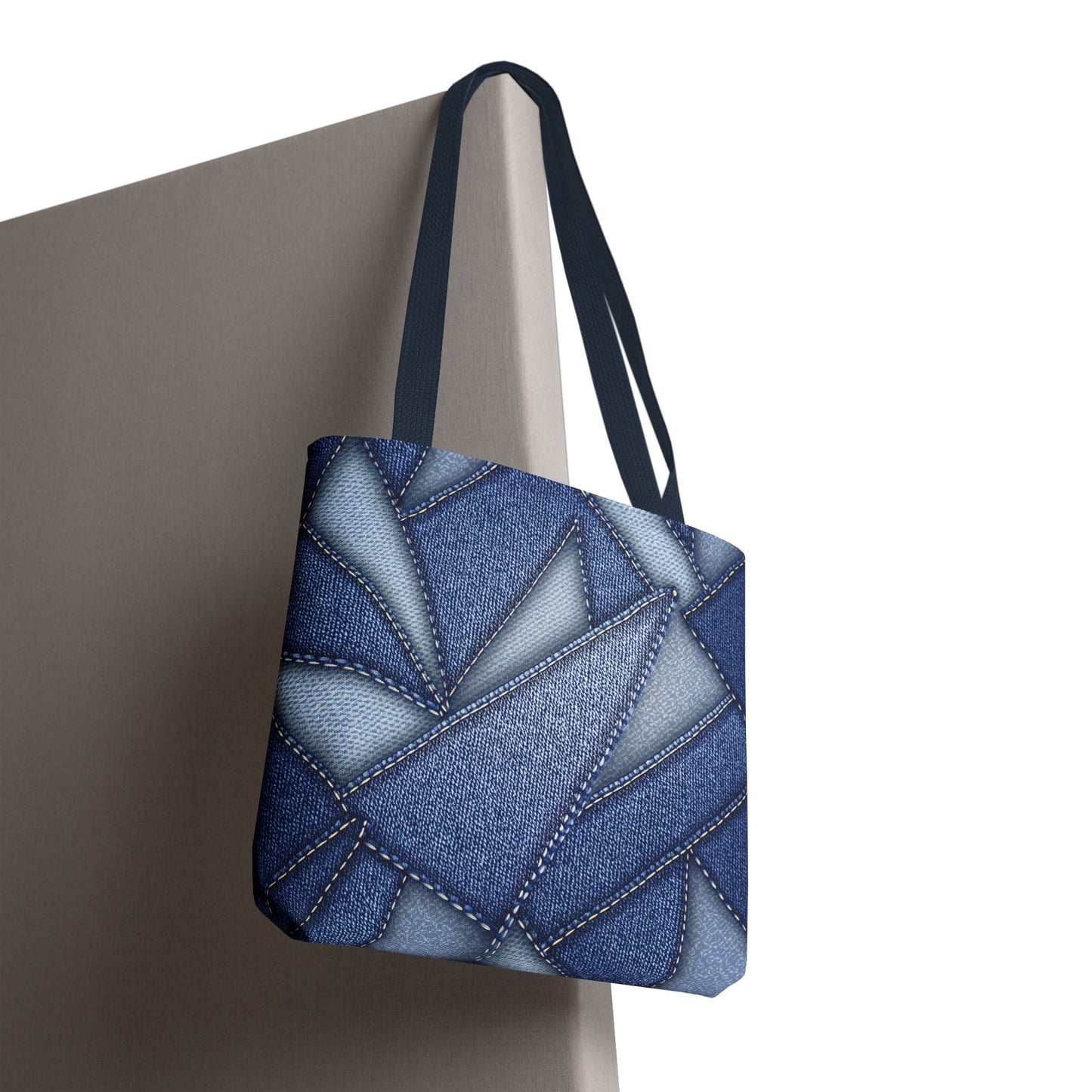 Denim Fabric Imitation Print Unisex Canvas Bag Poly Spun 3 Sizes Tote Bag 111