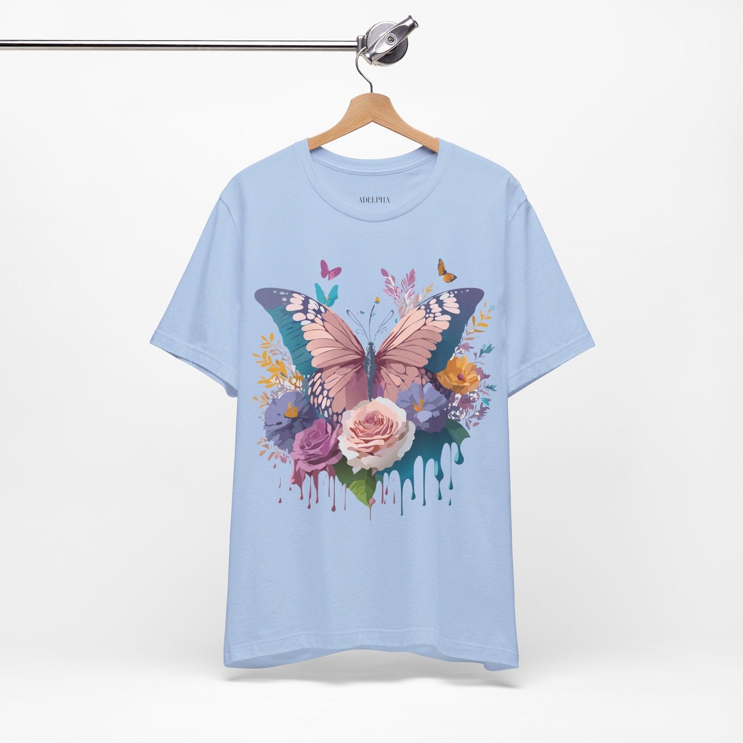 Butterfly Graphic Unisex 100 Cotton Lightweight Vintage Floral Design Jersey Tee 44