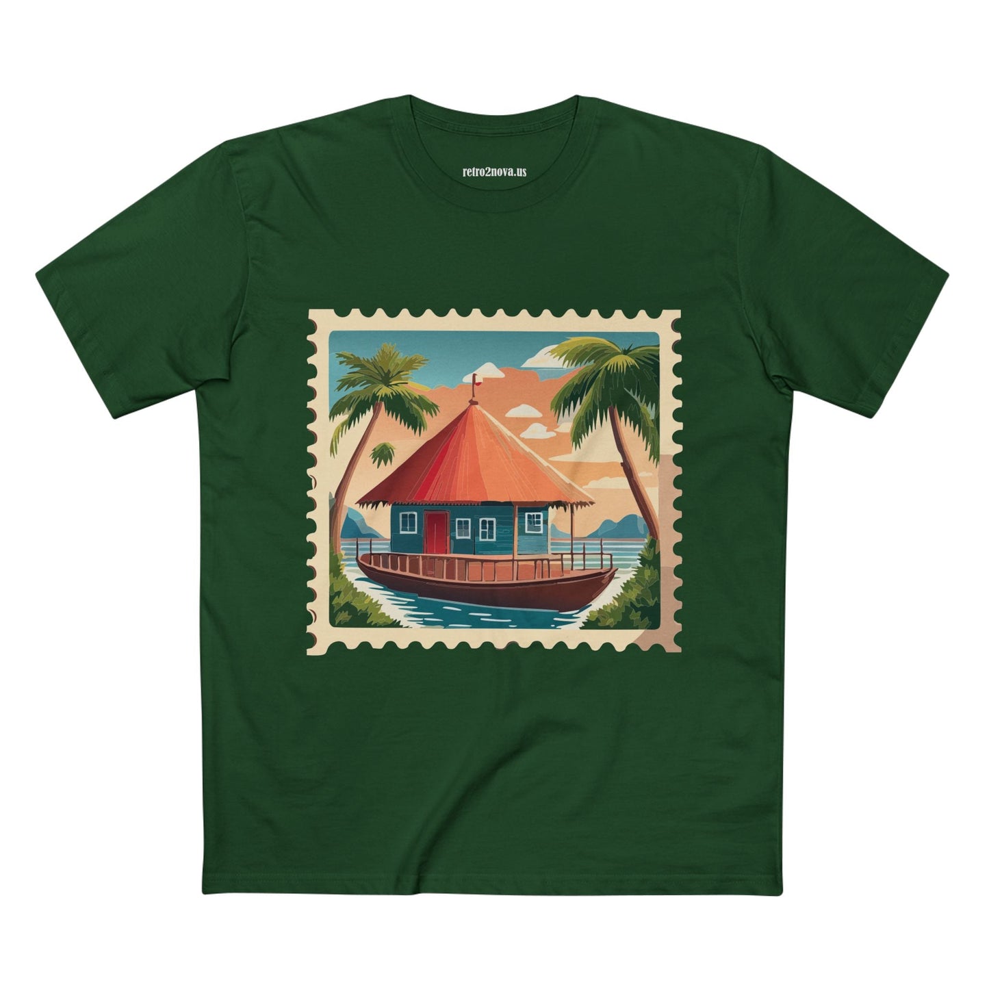 Unisex Postage Stamp Shirt Art Tee Premium Cotton By Retro2Nova Studio Collection