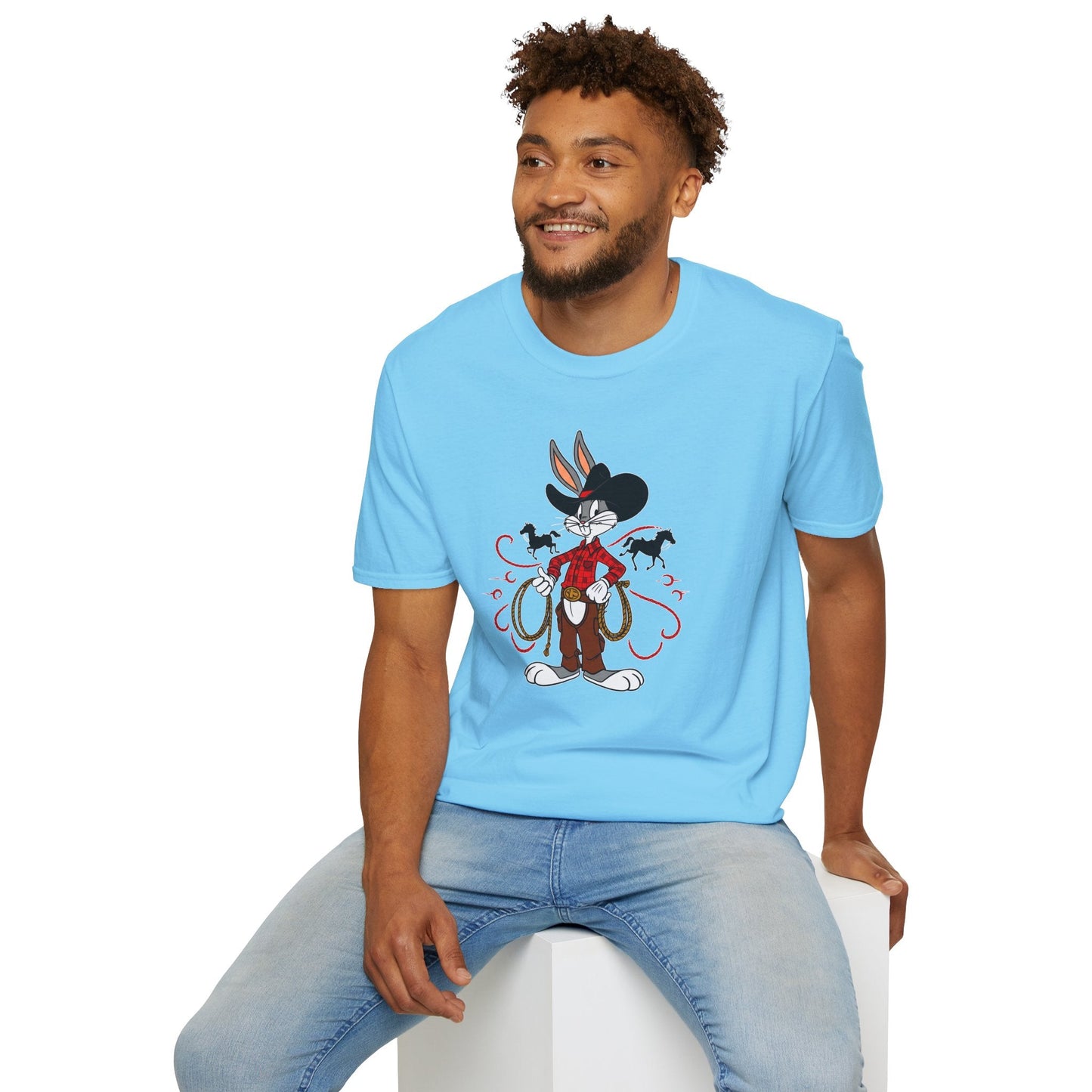 Bugs Bunny Unisex T Shirt Cartoon Design Graphic Tee Gildan Softstyle 64000 Artwork