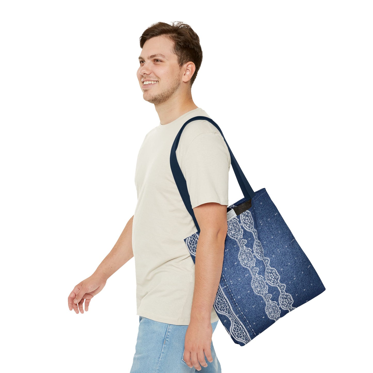 Denim Fabric Imitation Print Unisex Canvas Bag Poly Spun 3 Sizes Tote Bag 106