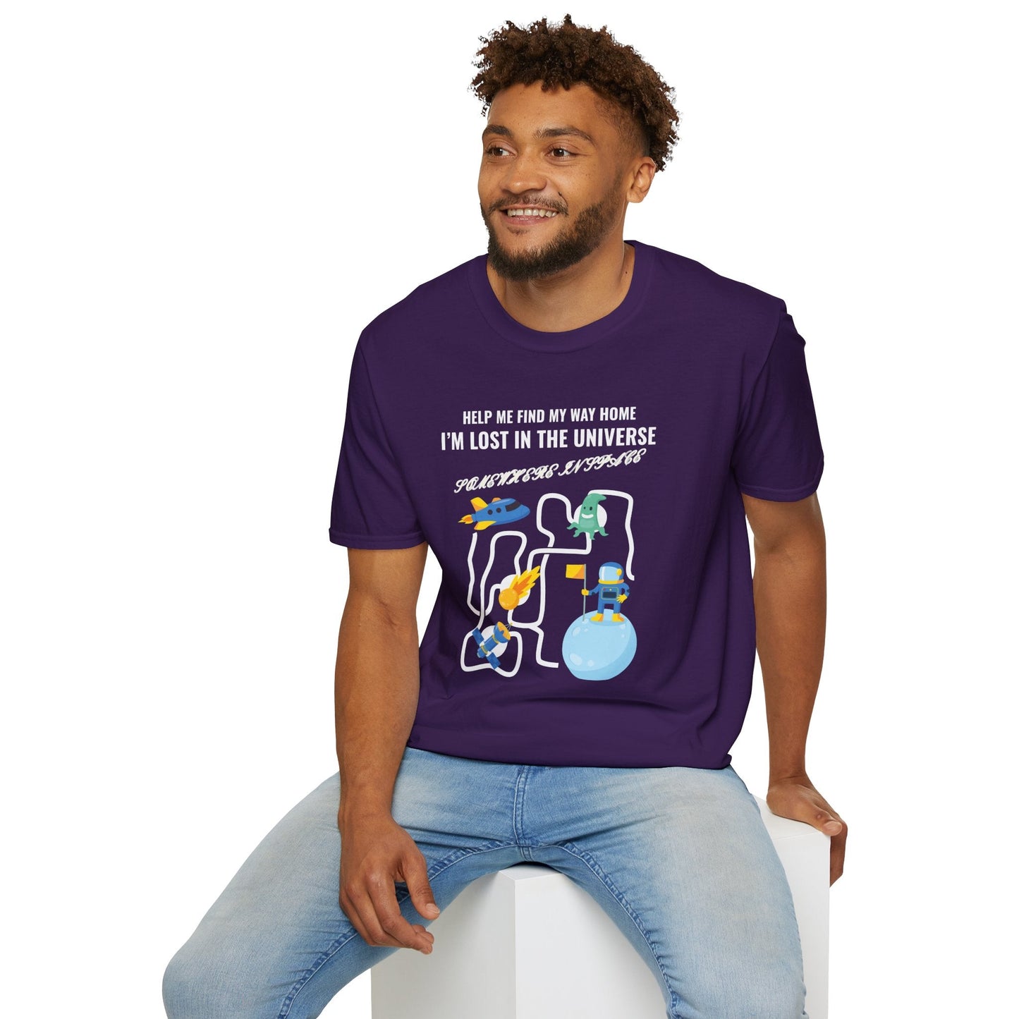 Lost in the Universe TShirt Unisex Cotton Cute Space Maze Graphic Tee