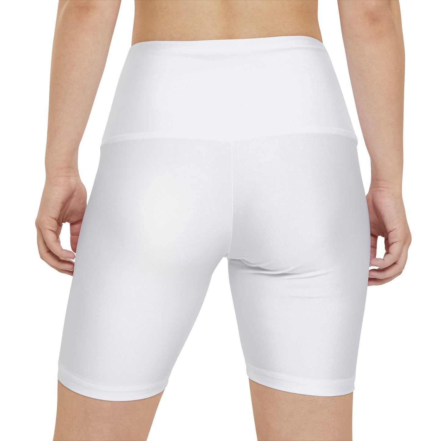 White Smoke Women's Workout Shorts — High-Waist Athletic Biker Shorts (AOP)