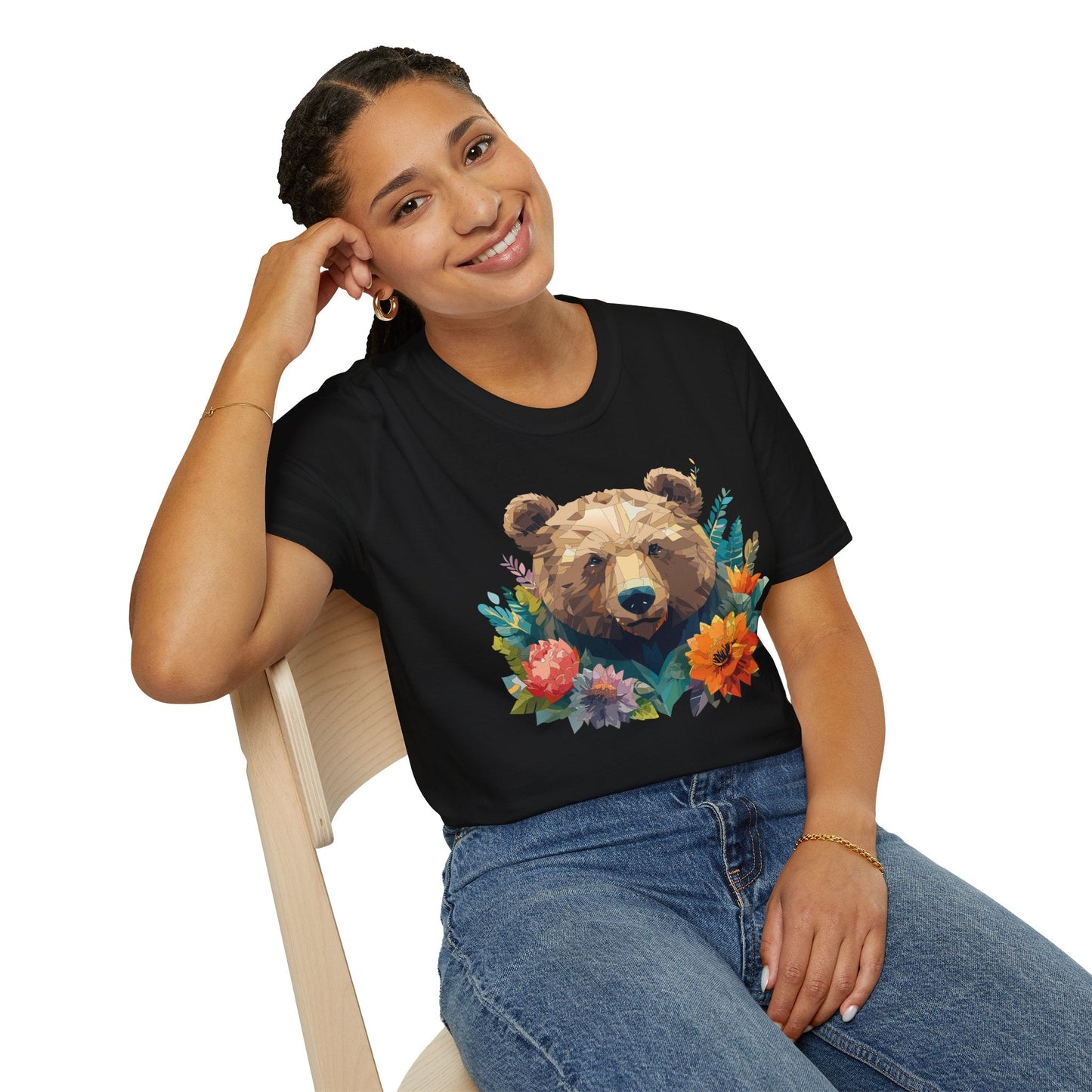 Bear T Shirt Unisex Softstyle Tee 100 Percent Ring Spun Cotton Gildan 64000 Comfortable