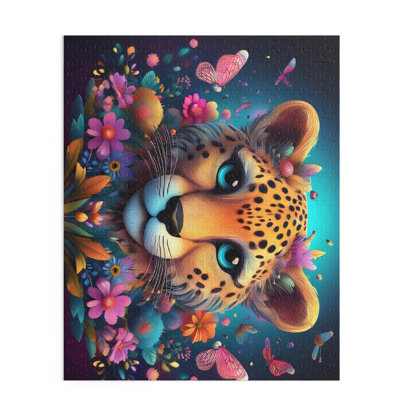 Puzzles-28 Kids Cheetah Puzzle 500-Piece  Floral Cheetah Puzzle 500-Piece, Animals Kids Puzzles Size: 16" x 20",  Ages 9+