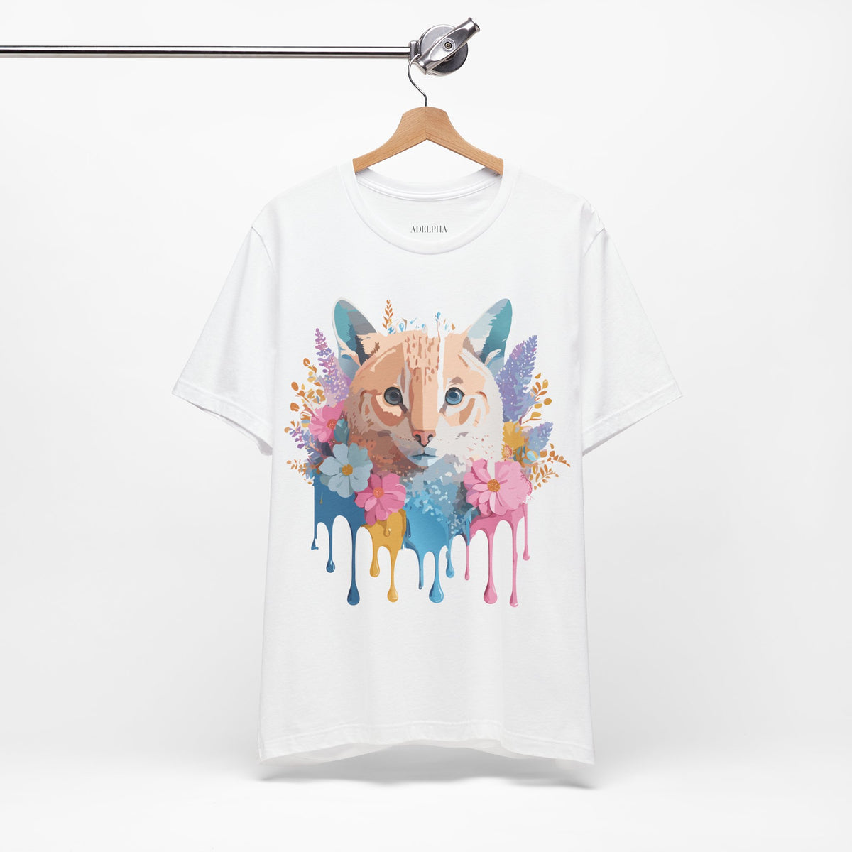 Cat Graphic Unisex Cotton Bella+Canvas Tee with Art Animal Design e204