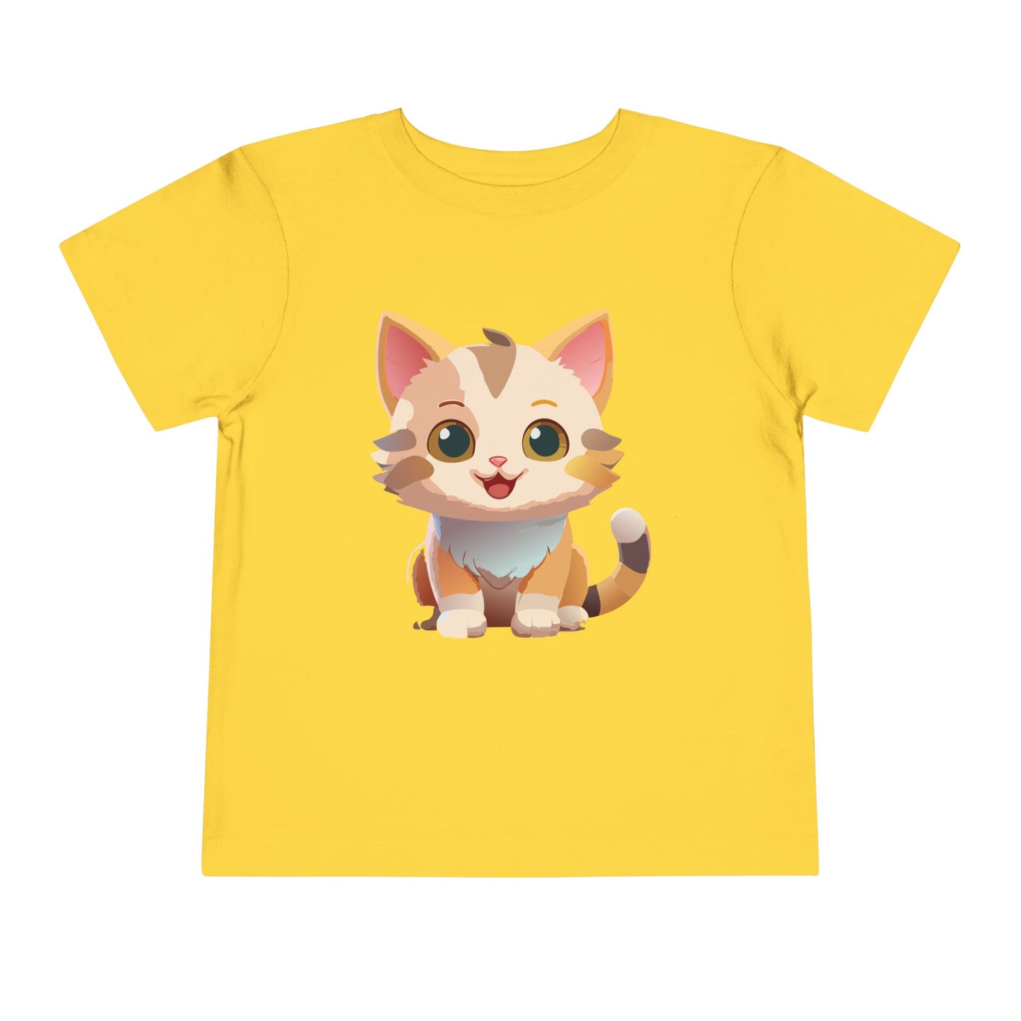 Cute Cat Toddler Short Sleeve Tee - Adorable Kitty Graphic Tee for Kids (2T-5T)