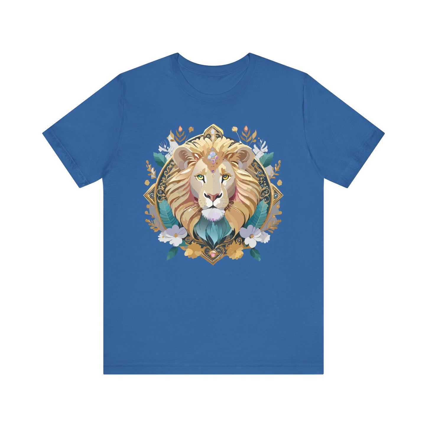Unisex Lion Graphic Tee, Animal Shirt, Tee Shirt with Lion, Medallion T-Shirt, Animal Medallion Tees 2
