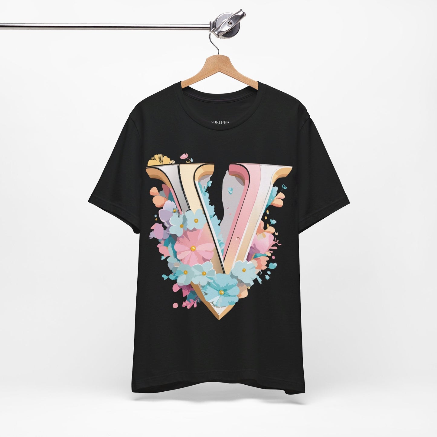 Letter V Graphic Tee Unisex Jersey Short Sleeve Vintage Inspired Art Design