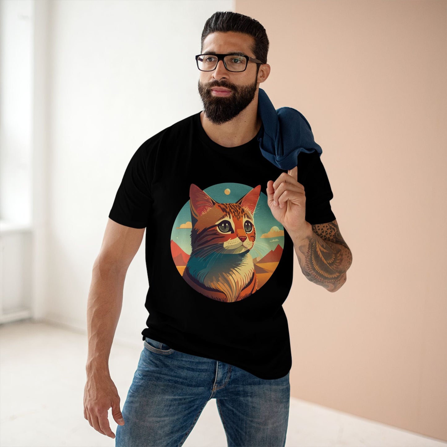 Cat Shirt Unisex Premium Cotton Tee With Original Art Design By Retro2Nova Breathable Ring Spun Cotton Soft Comfortable
