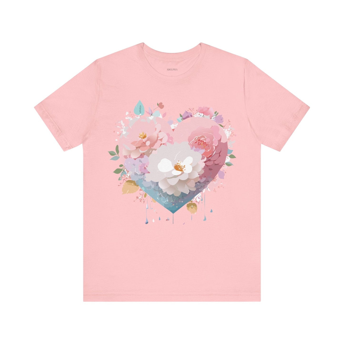 Valentine Day Graphic Unisex 100 Cotton Vintage Artwork with Love and Flower Design Tee 35