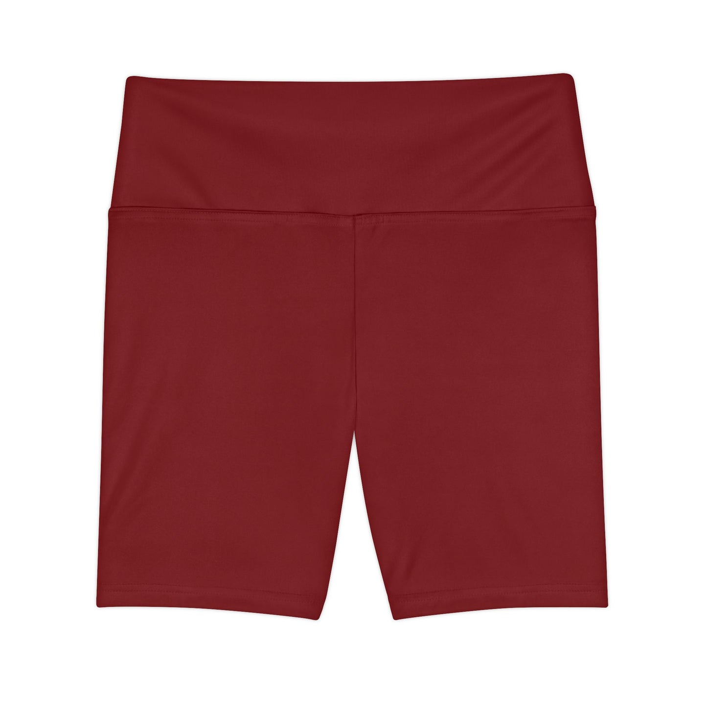 Crushed Berry Women’s High-Waist Workout Shorts — Burgundy Athletic Biker Shorts