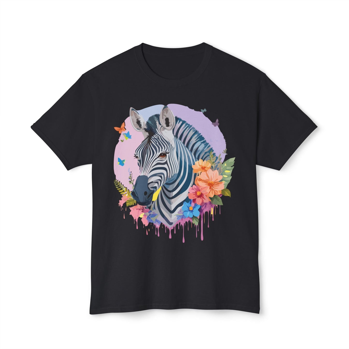 Unisex Zebra T Shirt With Art Print HD Cotton Vintage Zebra Tee Floral Design Graphic Tee