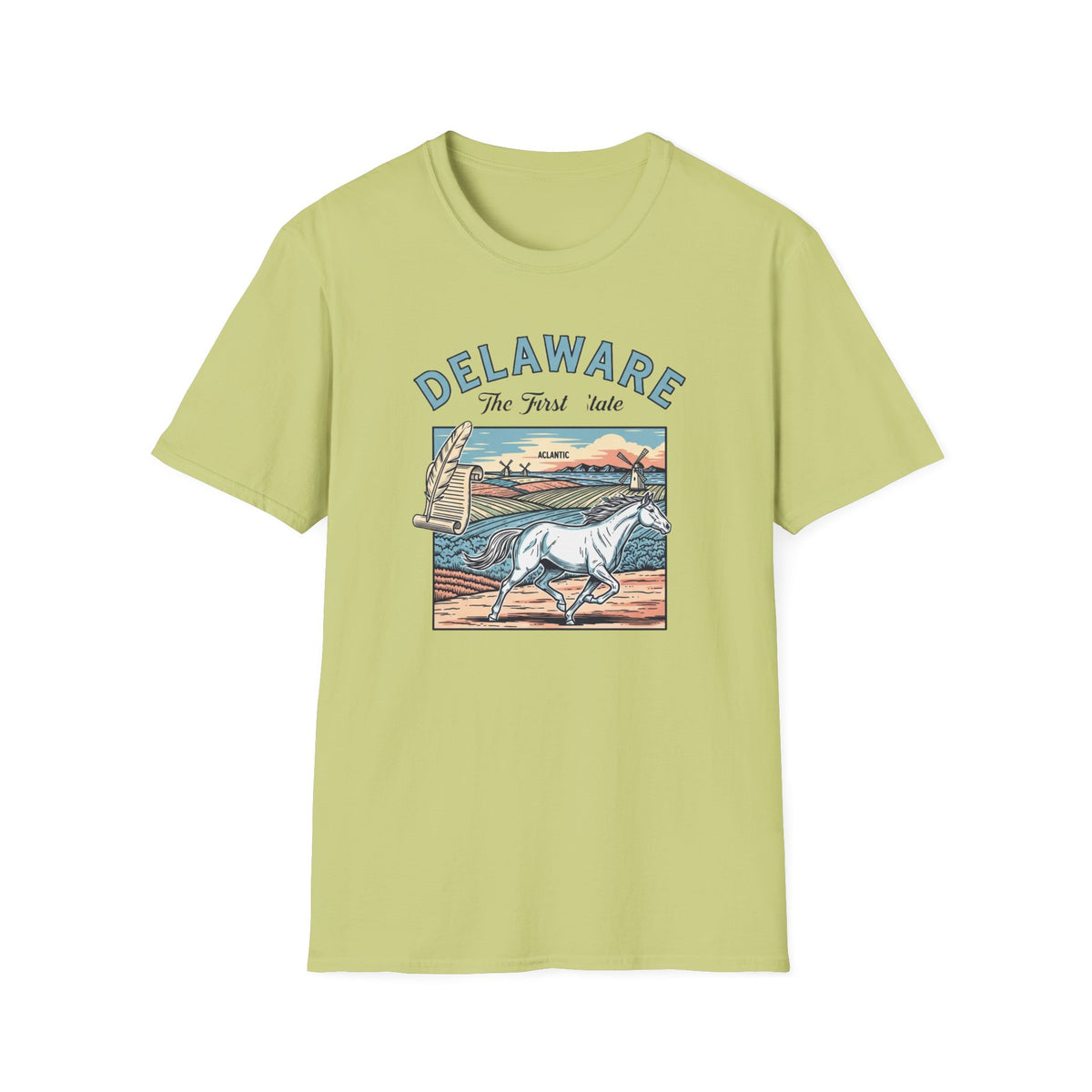 Delaware First State Vintage Horse Tee Travel Tourist Graphic Design Unisex 100 Cotton Gildan T-Shirt
