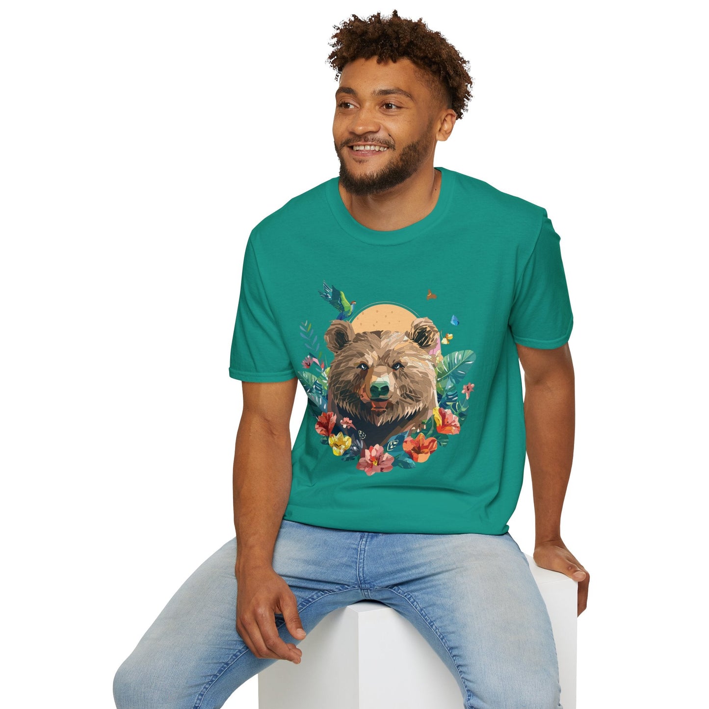 Bear T Shirt Unisex Graphic Tee Bear Lover Gift 100 Percent Ring Spun Cotton Softstyle 64000 Gildan