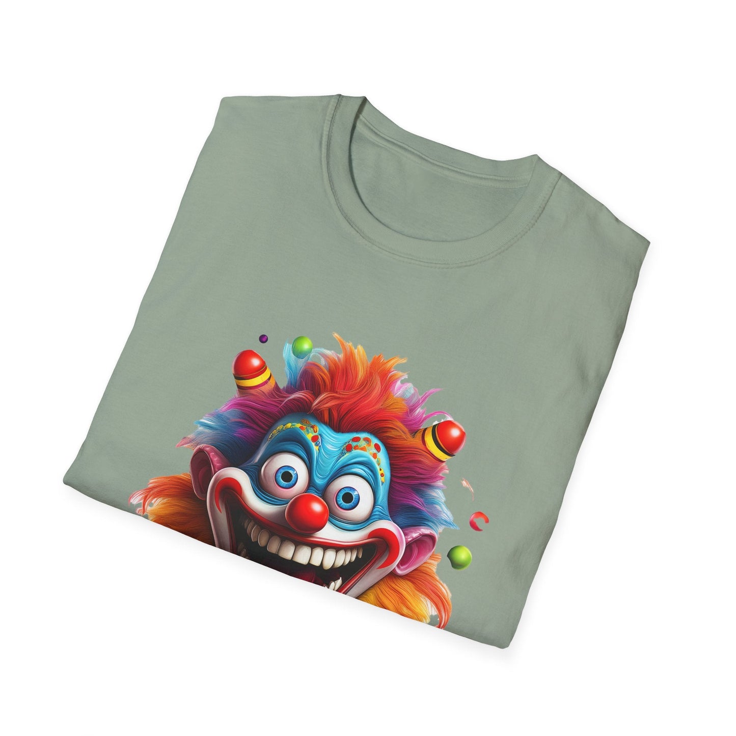 Clown Themed Unisex T Shirt Funny Man Circus Scary Man Tee Gildan Softstyle 64000 Cotton
