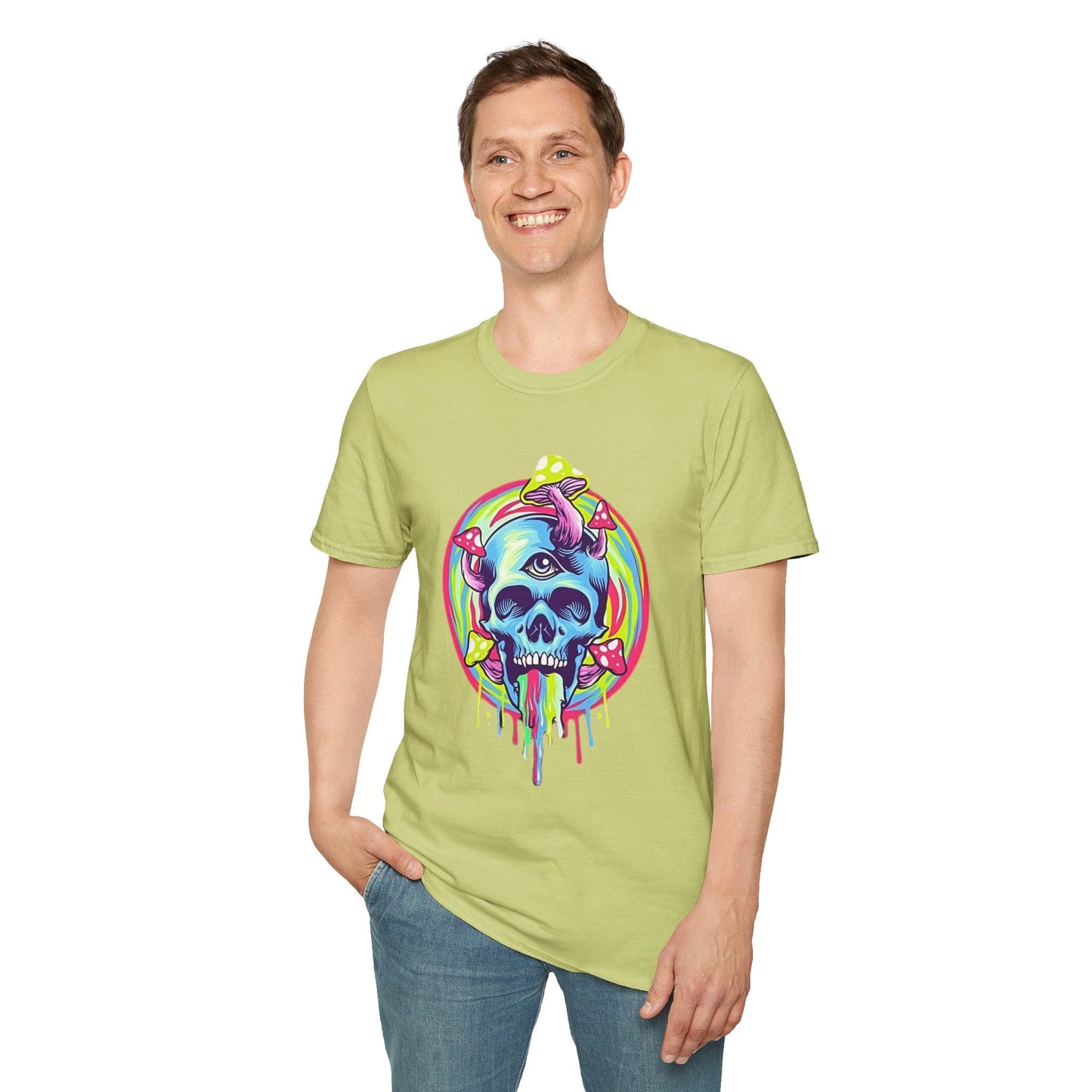 Unisex Skull Tee Shirt With Skeleton Design Cotton Softstyle 64000 T Shirt Premium Cotton Tee