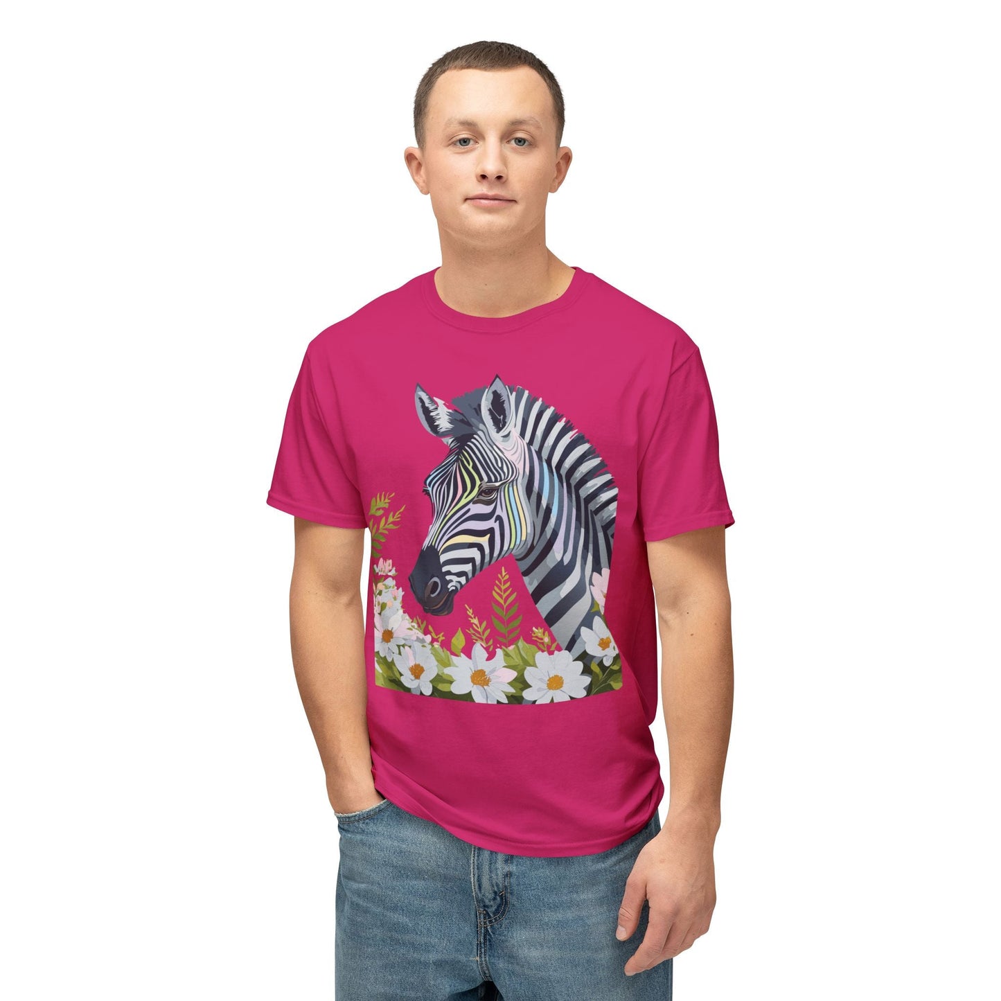 Unisex Zebra Art Design T Shirt With Floral Print HD Cotton Premium USA Made Jersey
