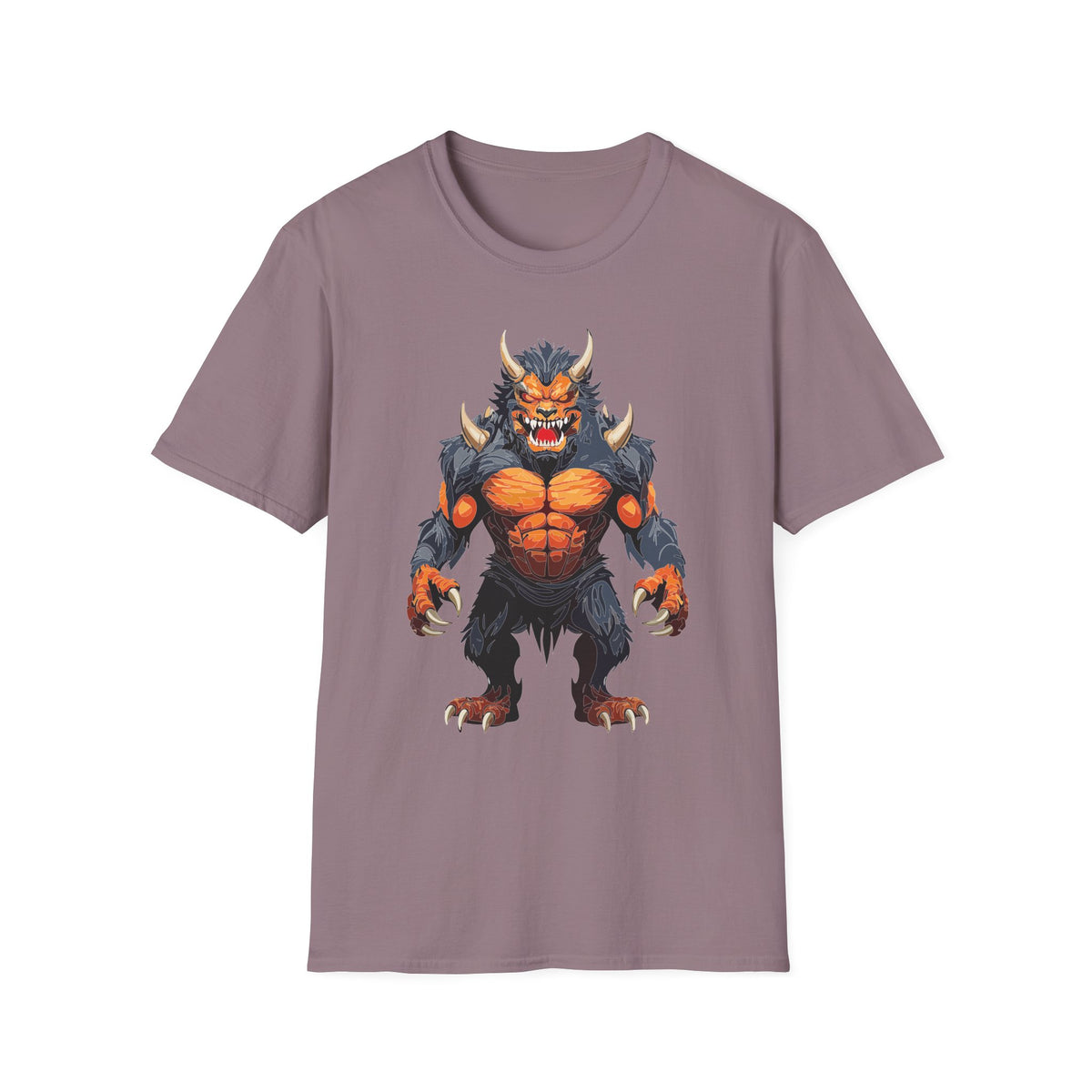 Werewolf Monster T-Shirt — Fierce Fiery Beast Cartoon Graphic Tee Unisex 100 Cotton Gildan T-Shirt