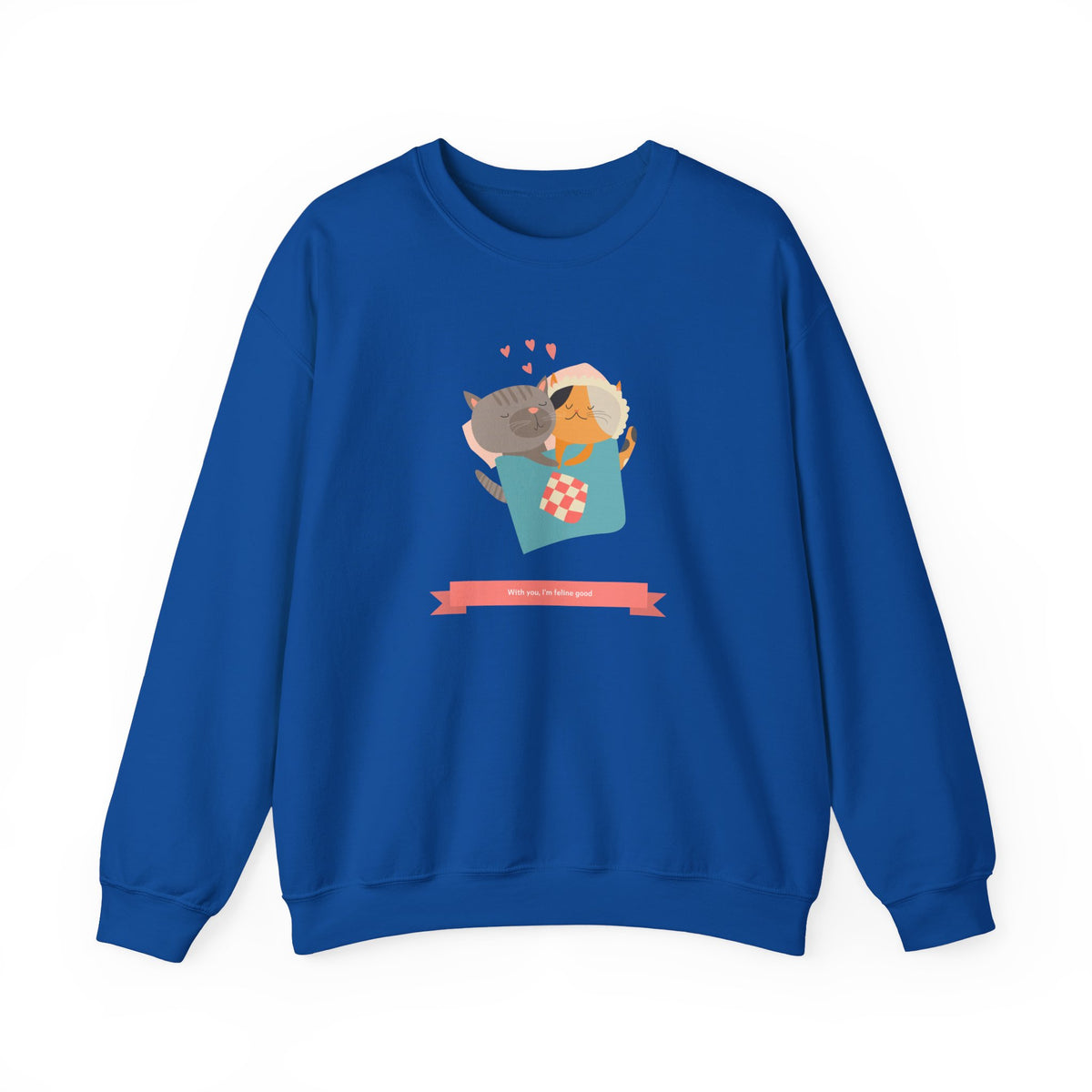 Cat Graphic Valentine's Day Sweatshirt Unisex 50/50 Cotton-Poly Animal Sweatshirt w08