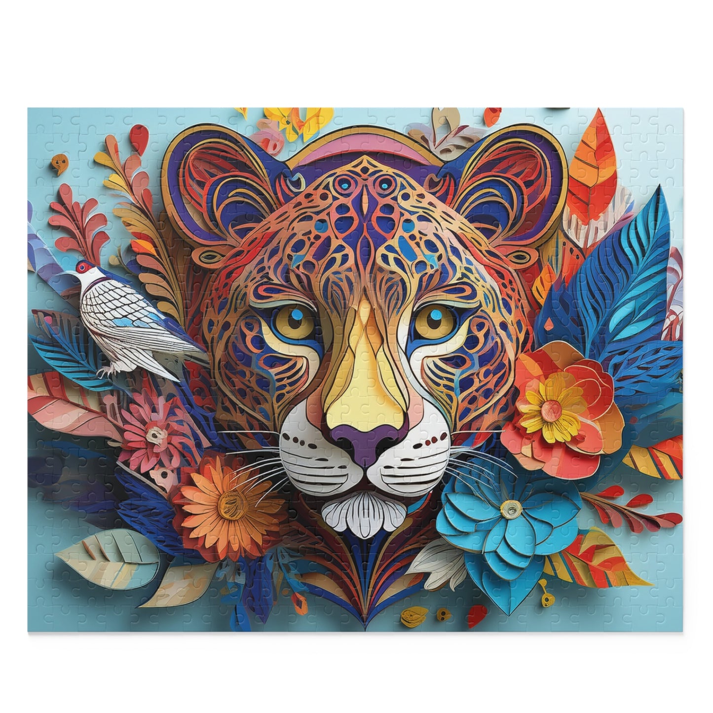 Colorful Cheetah Face Puzzle 500-Piece | Floral Cheetah Puzzle 500-Piece Ages 9+