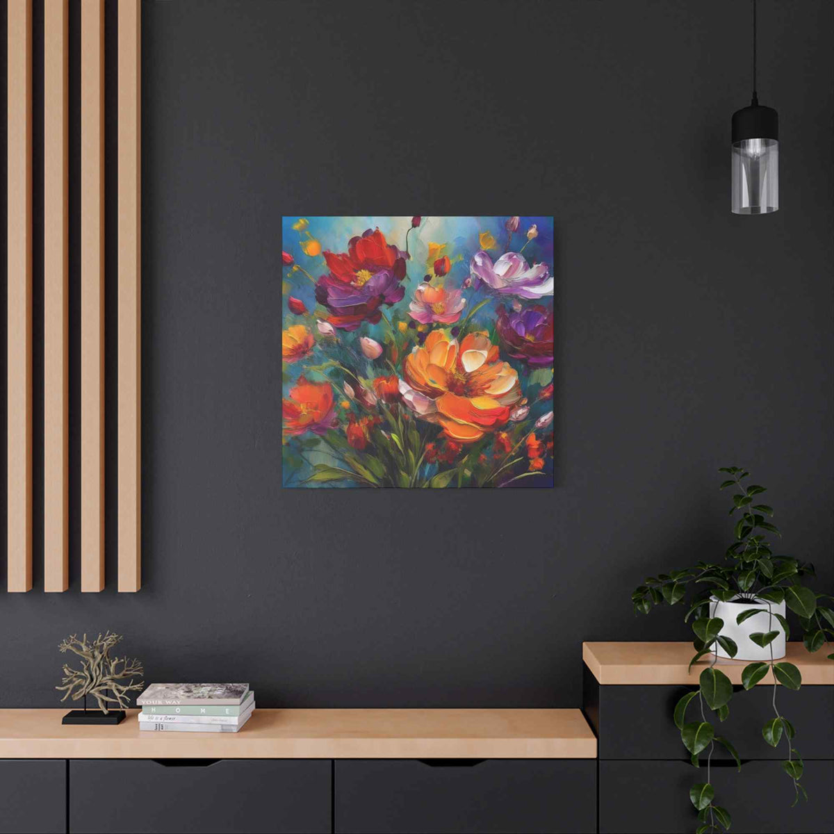 Flowers Print Canvas, Floral Oil Paint Print 20x20, 24x24, 30x30, 32x32, 36x36, Floral Art Design Print Non-Frame MC-14