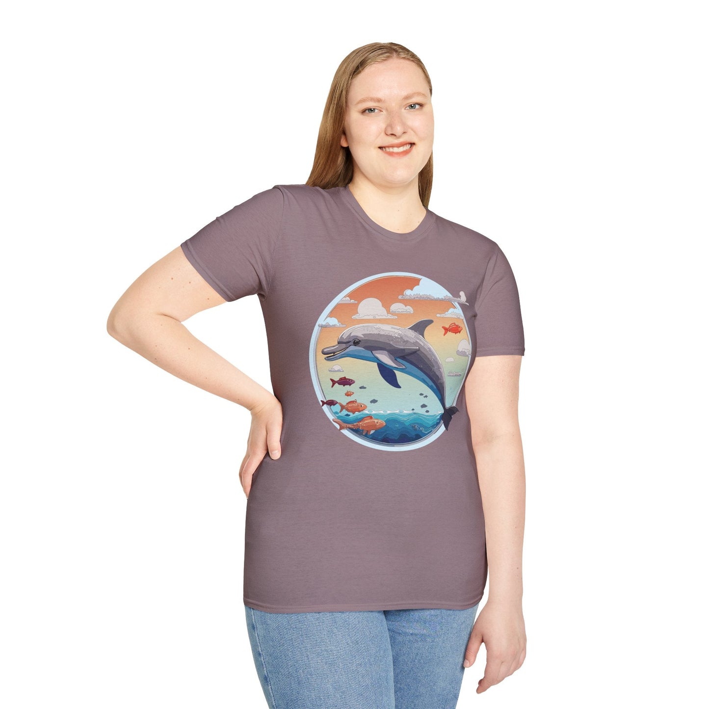 Dolphin Shirt Unisex Gildan Softstyle Cotton Tee For Men Women Dolphin Fish Animal Shirt